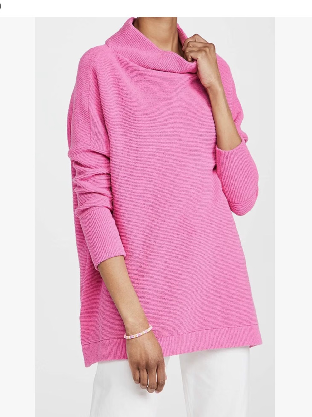 Free People Pink Slouchy Cowl Tunic Sweater